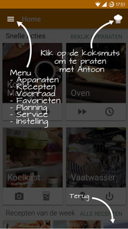 Het instructiescherm van ATAG Antoon